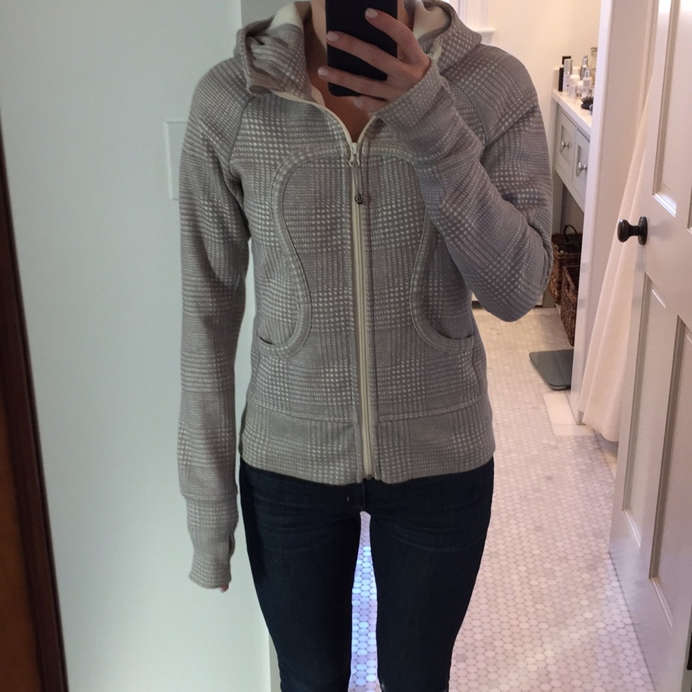 Grey and white lululemon scuba hoodie, size 4